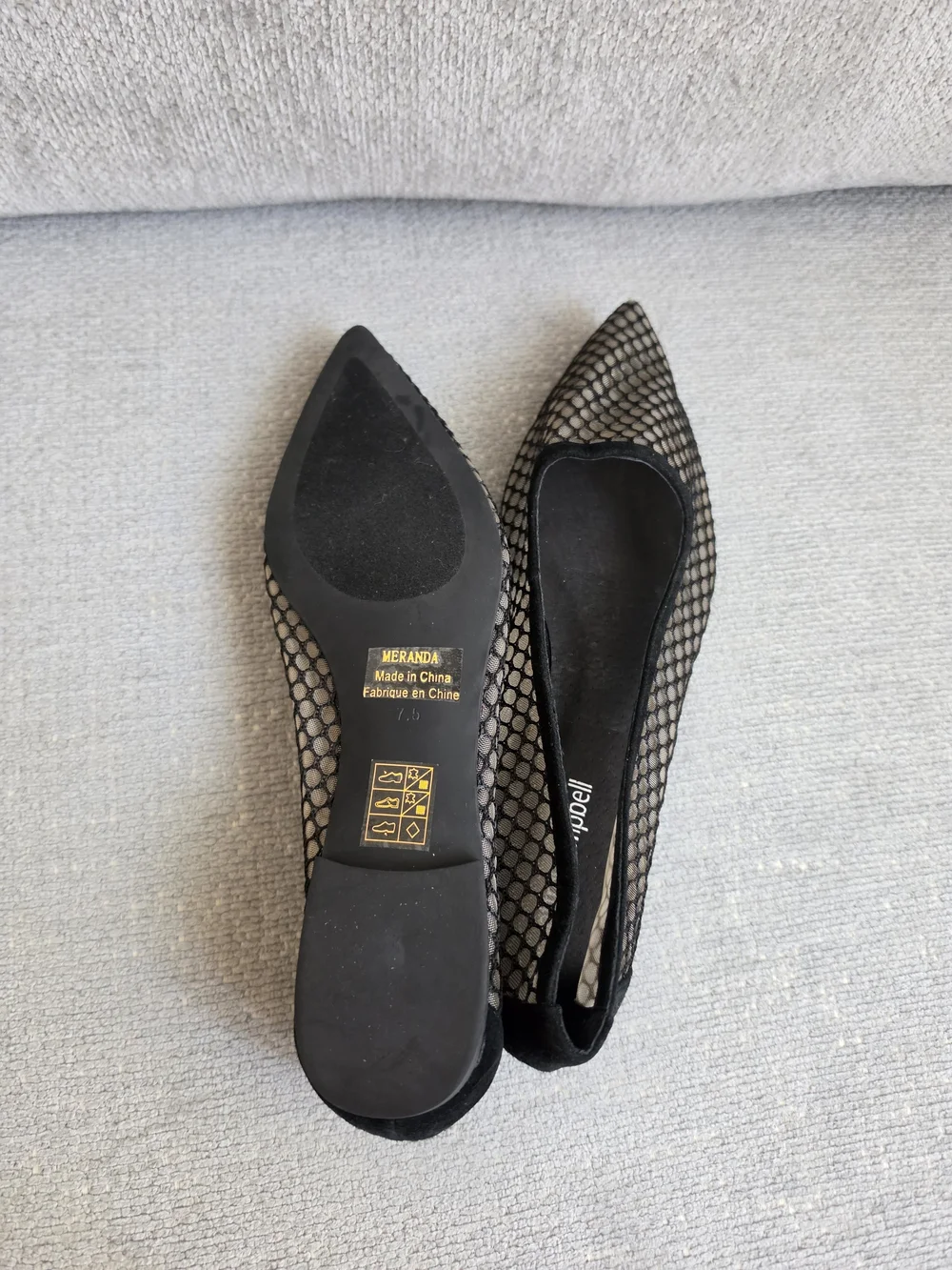 Jeffrey Campbell Meranda Fishnet Mesh Pointed Toe Flats